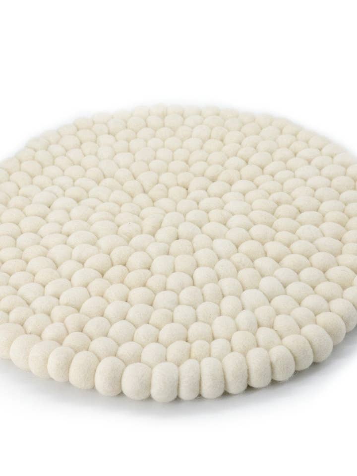 Handmade White Felt Ball Chair and Seat Pad for wholesale by Woollyfelt