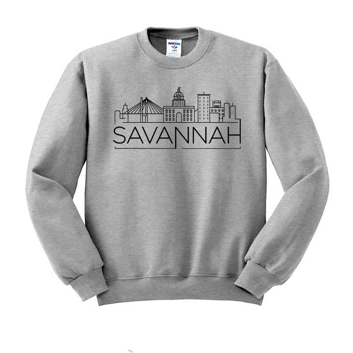 Lucky Luna Apparel - Wholesale Graphic Sweatshirt - Women's - Skyline Savannah Georgia Crewneck Sweatshirt