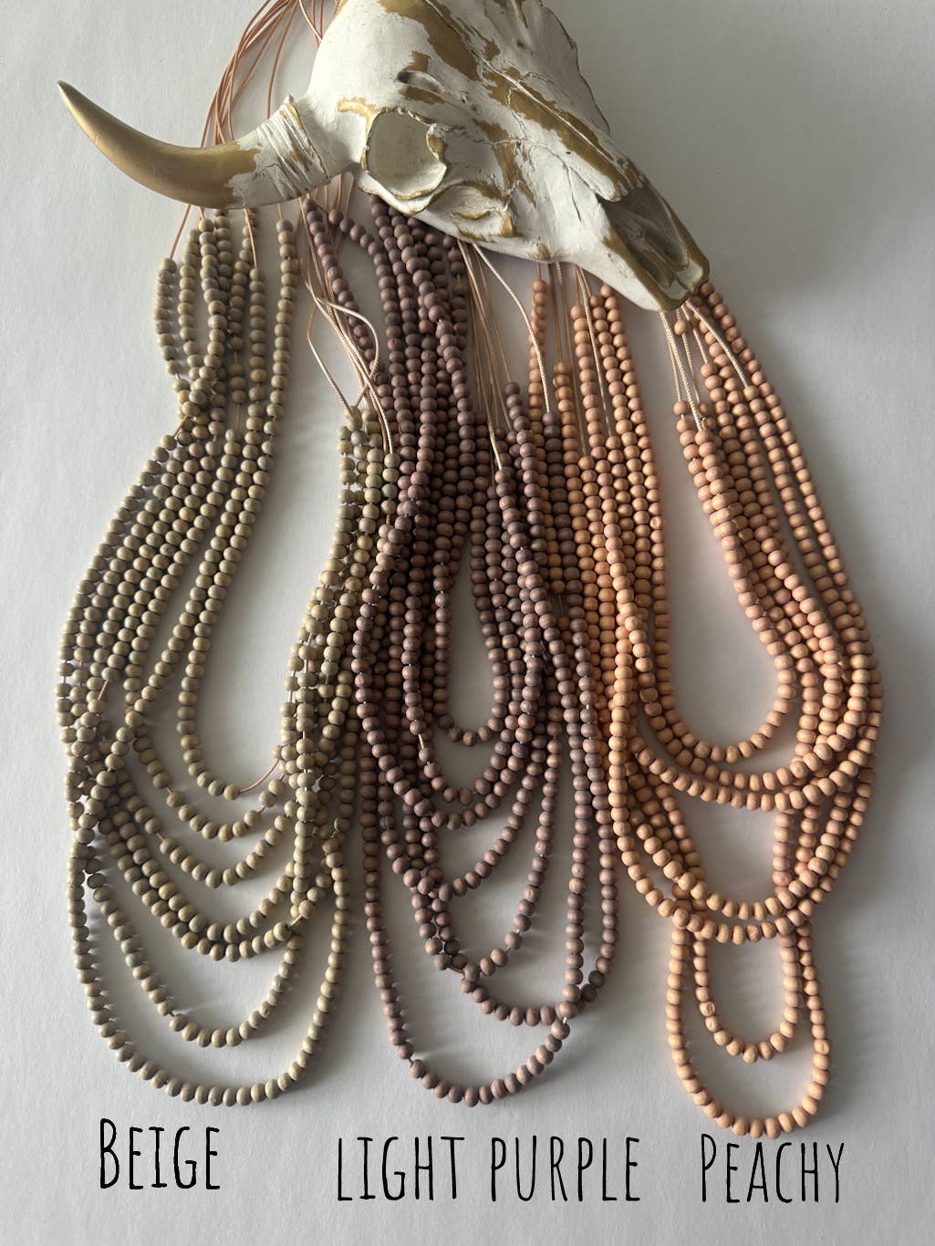 Boho Ranch Shop - Venta al por mayor Collares de cuentas/perlas - Collar bohemio con cuentas de madera de varios hilos0