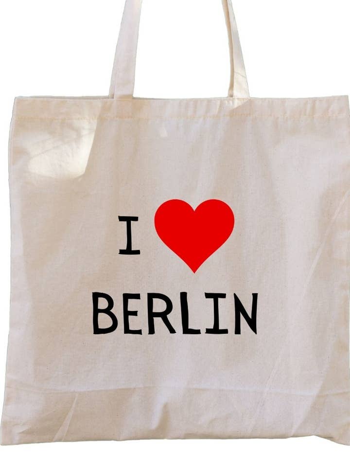 Second Ave Canvas Tygväska Röd I Heart Love Berlin för wholesale av Second Ave Gift Company