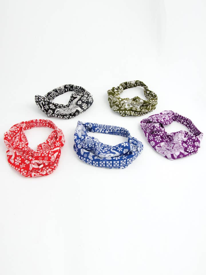 Rayon Elephant Printed Headband for wholesale by Namaste