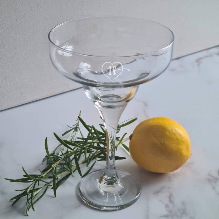 Engraved 18th Birthday Cocktail Glass for wholesale by Afewhometruths