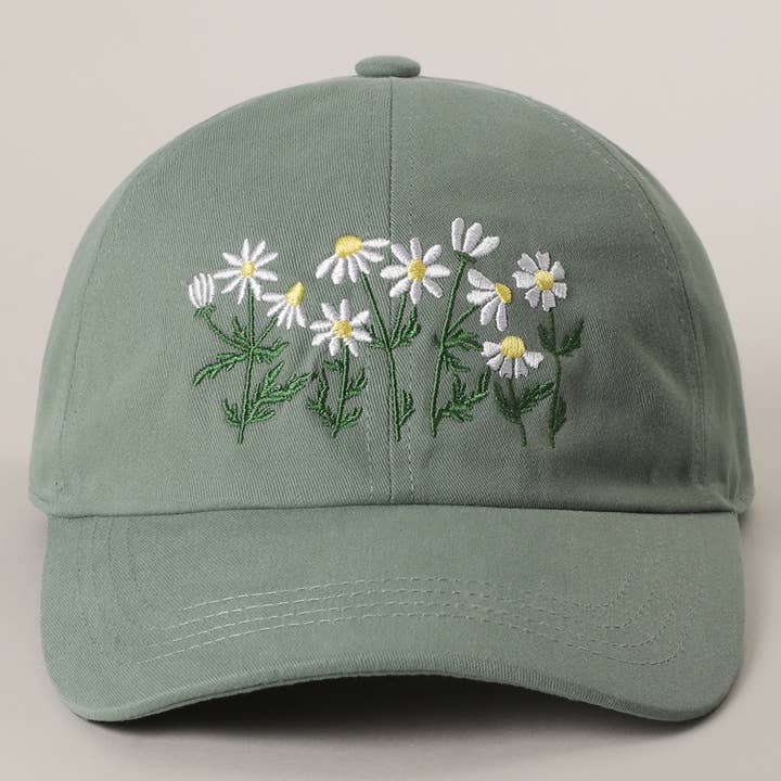Fashion City - Wholesale Baseball Cap - Unisex - Daisy Bloom Embroidered Cotton Baseball Cap5