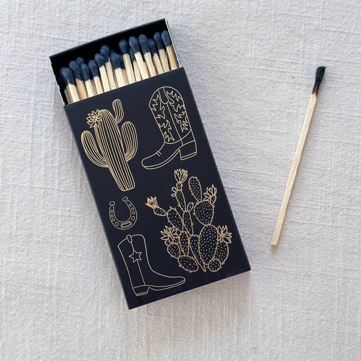 Stable Style - Wholesale Matches - White Oversized Cowboy Boot & Cactus Matches