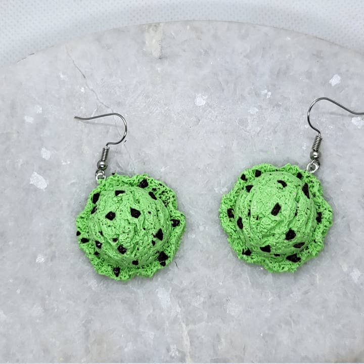 REMOVED BRAND - Wholesale Dangle Earrings - Mint Chocolate Chip Ice Cream Earrings2