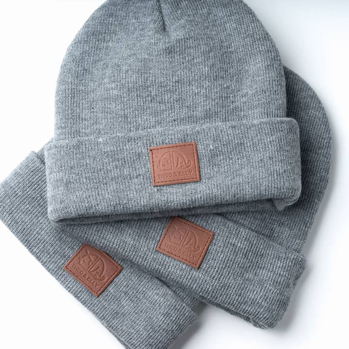 HEATHER GREY Patch Beanie for wholesale by Baby Nook