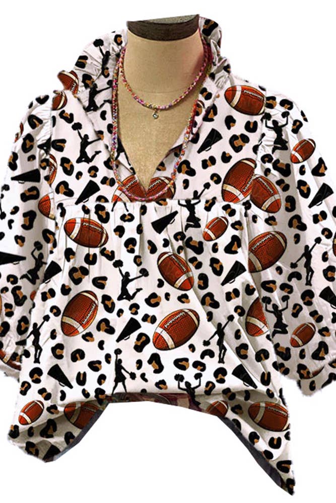 UNISHE - Wholesale Blouse - Women's - Printed Button Up Frill Collar Babydoll Blouse CY1274