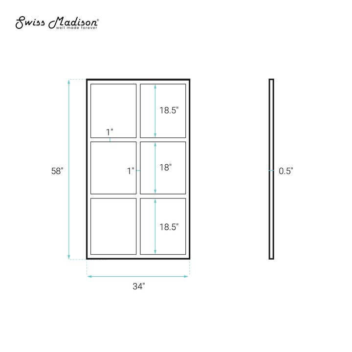 Swiss Madison - Wholesale Bath Pouf/Sponge - Virage 34 x 58 Framed Fixed Bathtub Door with Clear Glass
