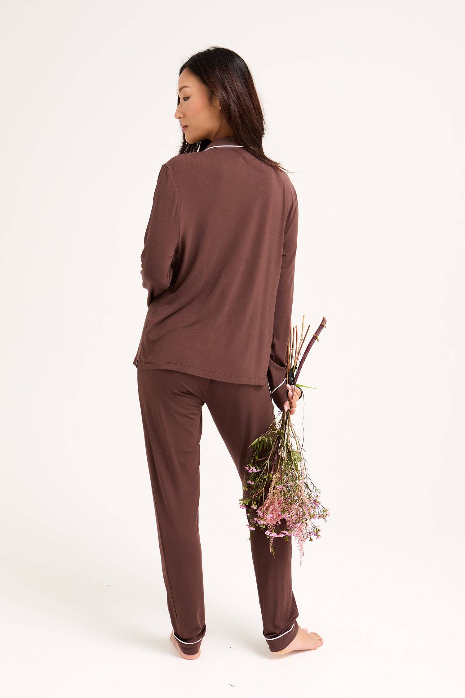 Bamboo Long Pyjama Set in Chocolate for wholesale on Faire2