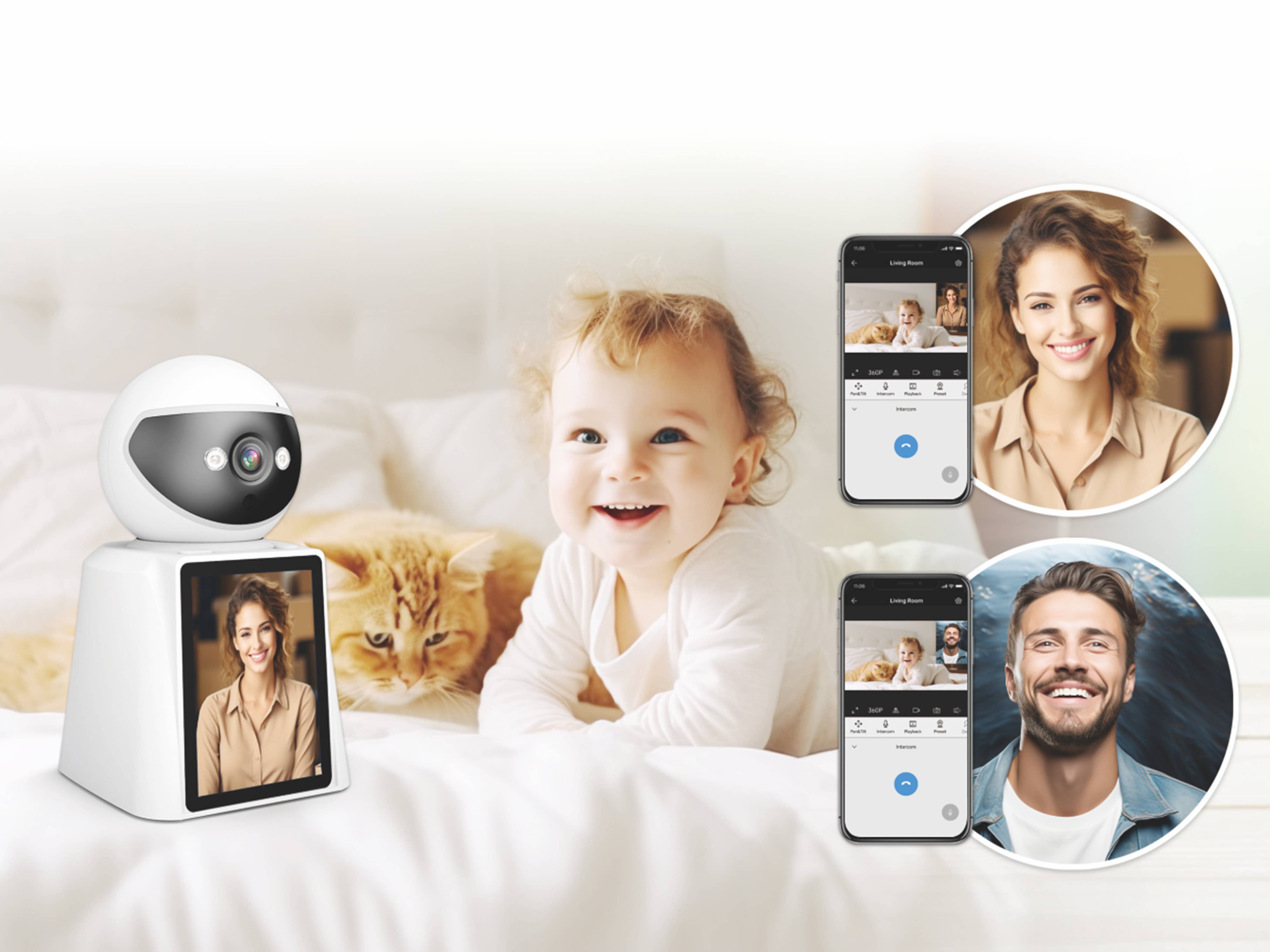 TECHANCY - Wholesale Small/Handheld Appliance - Techancy Surveillance Camera With Screen SH43 White2