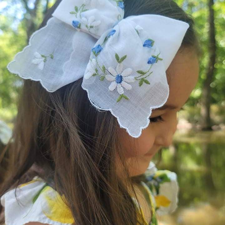 Revival Bow Co. - Wholesale Hair bow – Kids - Custom Vintage Handkerchief Bow • Long Tail Style • OOAK6