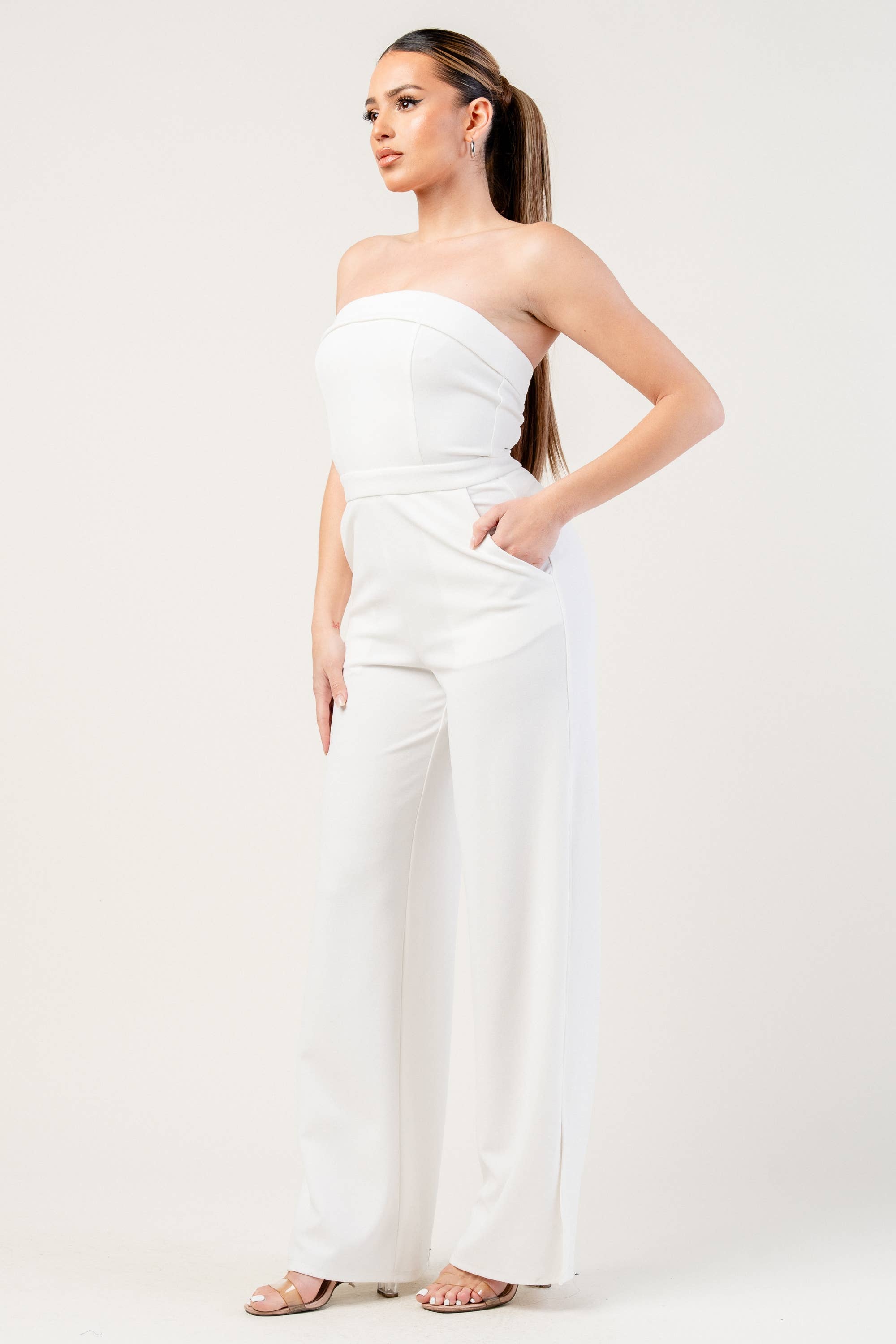 PRIVY - Wholesale Jumpsuit - Women's - PJKS11245RTP_KNIT STRETCH CREPE SLEEVELESS TUBE TOP SLIT HIGH JUMPSUIT2