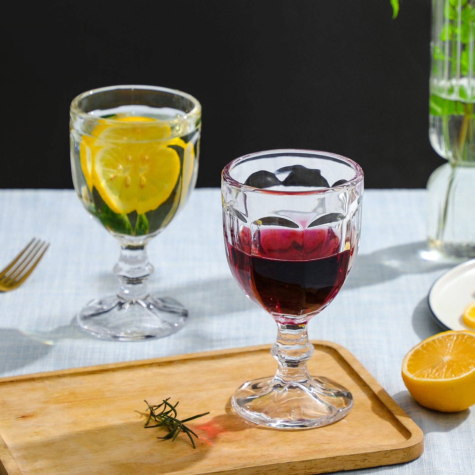 Everest Global - Wholesale Cocktail/Liquor Glass - Vintage Embossed Goblet Glasses set of 612