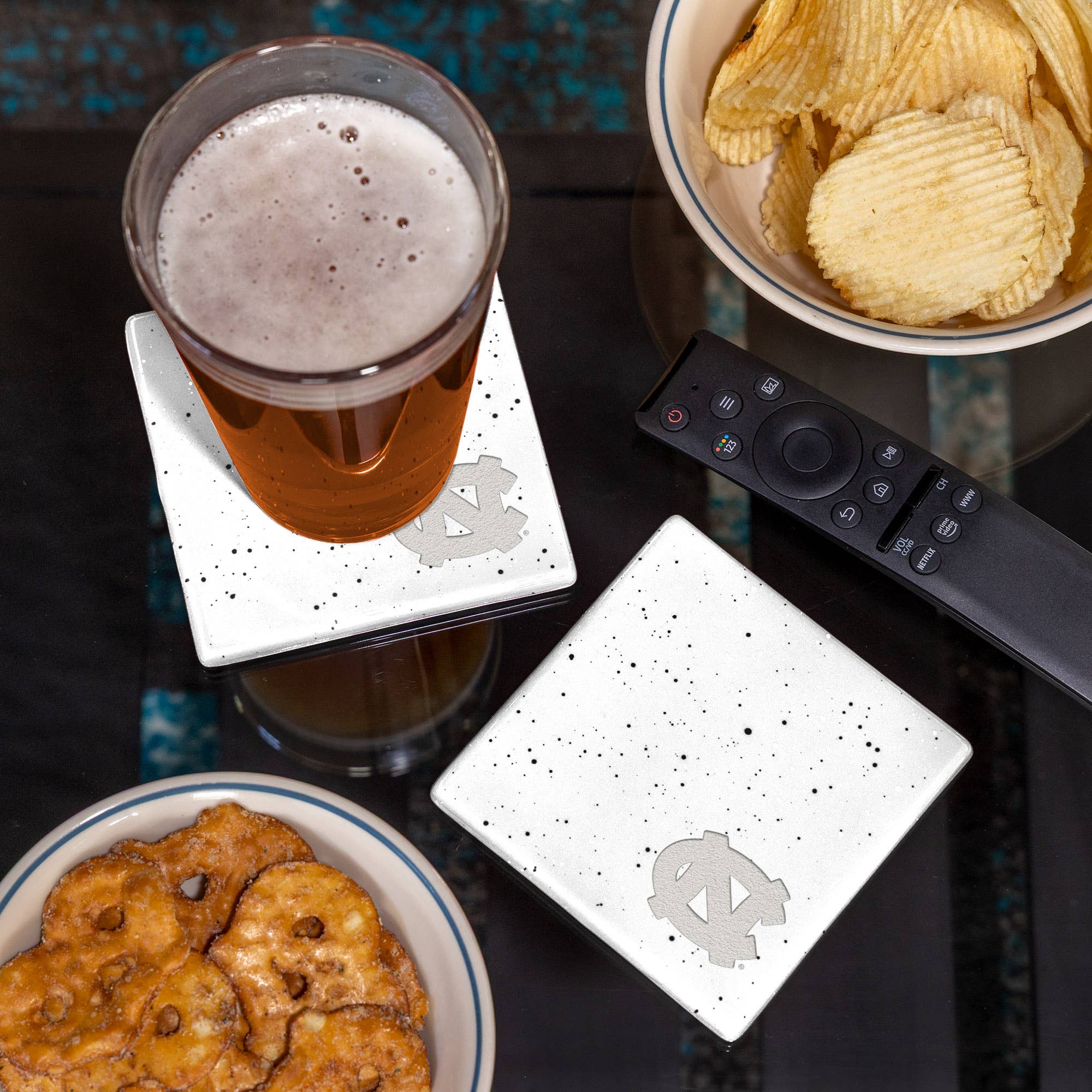 Rico Industries - Wholesale Coasters - NCAA  North Carolina Tar Heels White Laser Engr.   Coaster1