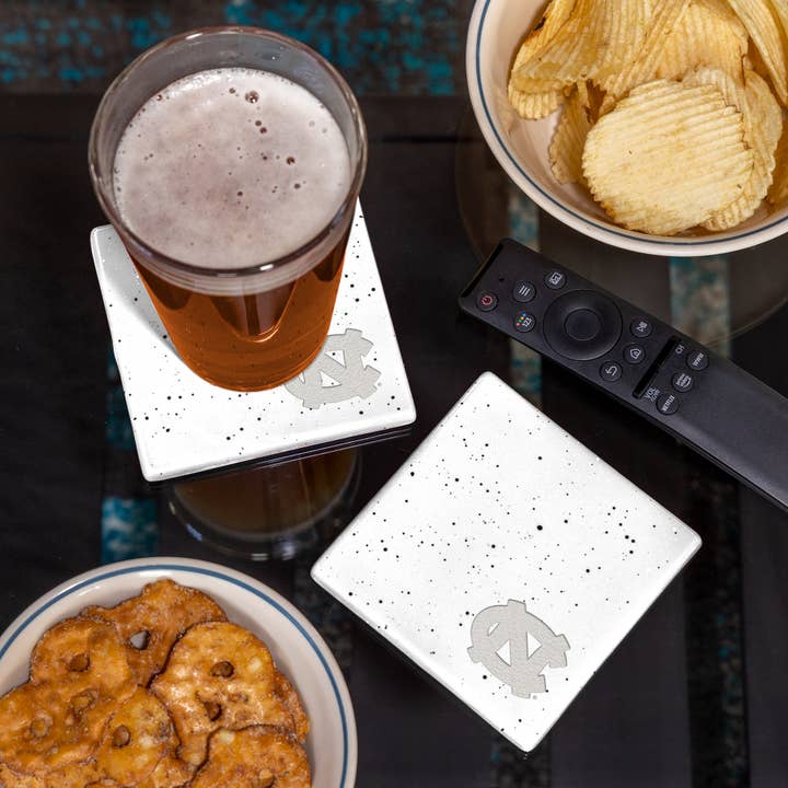 Rico Industries - Wholesale Coasters - NCAA North Carolina Tar Heels White Laser Engr. Coaster1