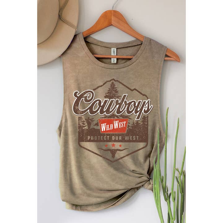 HRTandLUV - Wholesale Tank Top - Women's - COWBOYS WILD WEST GRAPHIC TANK TOP