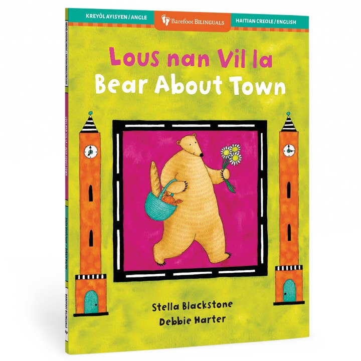 Bear About Town (Bilingual Haitian Creole & English) for wholesale by Barefoot Books