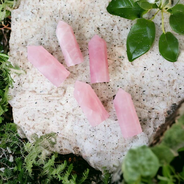 Wax Apothecary - Wholesale Spiritual Stone/Crystal - Rose Quartz Crystal Points Mini Gemstone Towers1