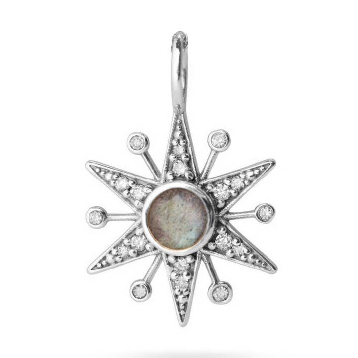 Edição Limitada Pendente Estrela de Diamante e Labradorite em Ouro Branco 9k por atacado de ZOHREH