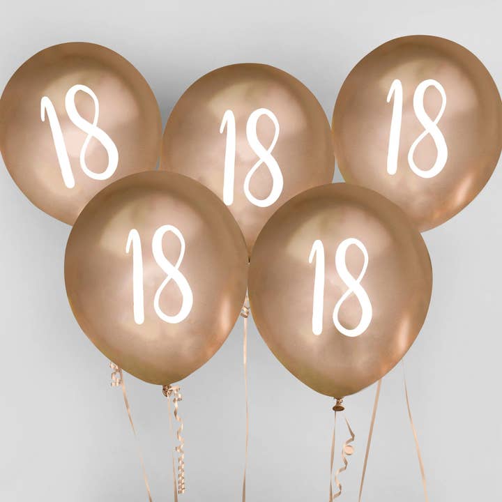 Goldene 18-Zoll-Latex-Luftballons, 30,5 cm, 5er-Pack für den Großhandel von Hootyballoo by Club Green