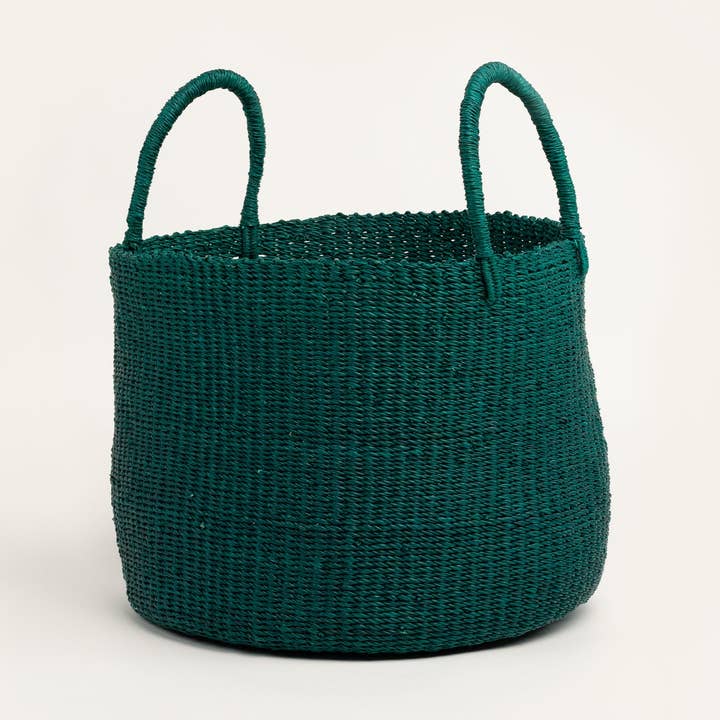 Set di 2 Cesti Rotondi per Biancheria Verde Smeraldo M/L in Paglia per la vendita all'ingrosso da parte di Maboba