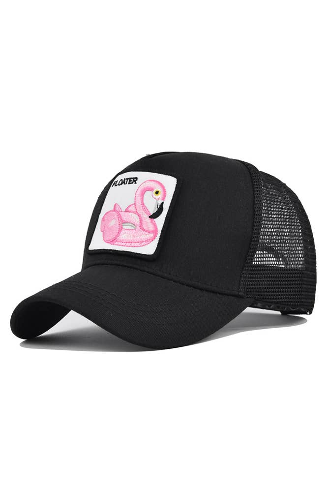UNISHE - Vendita all'ingrosso Cappellino da camionista - Donna - Berretto da baseball con ricamo cigno rosa floater MOQ 3pcs DX0225