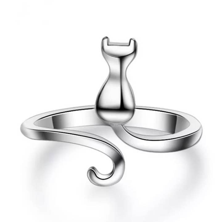 RP 12 Sterling silver cat adjustable Ring for wholesale by COPPER ARTS INC.