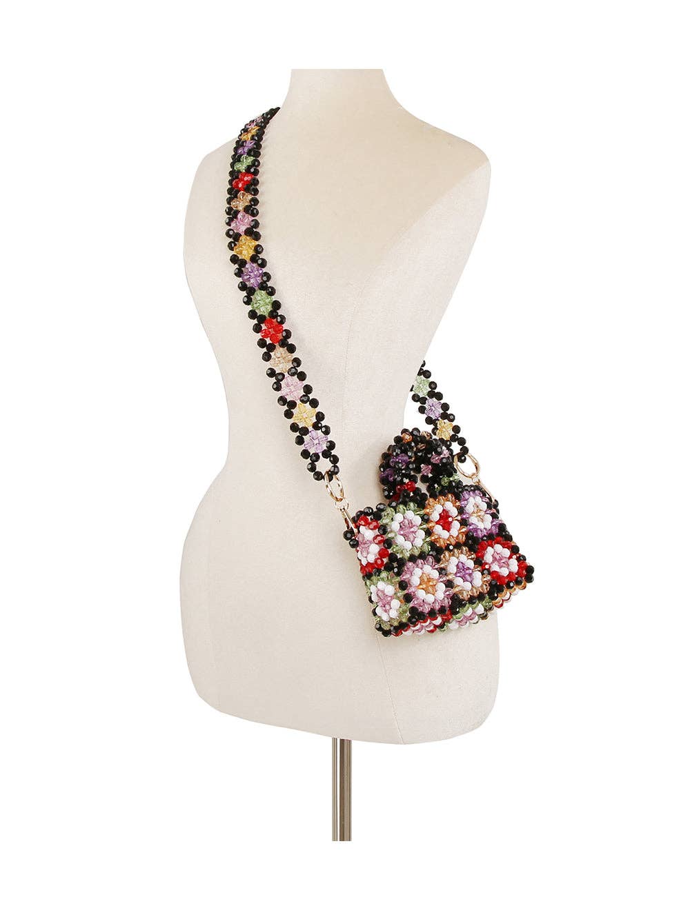 Multi Floral Patchwork Beaded Mini Tote for wholesale on Faire4