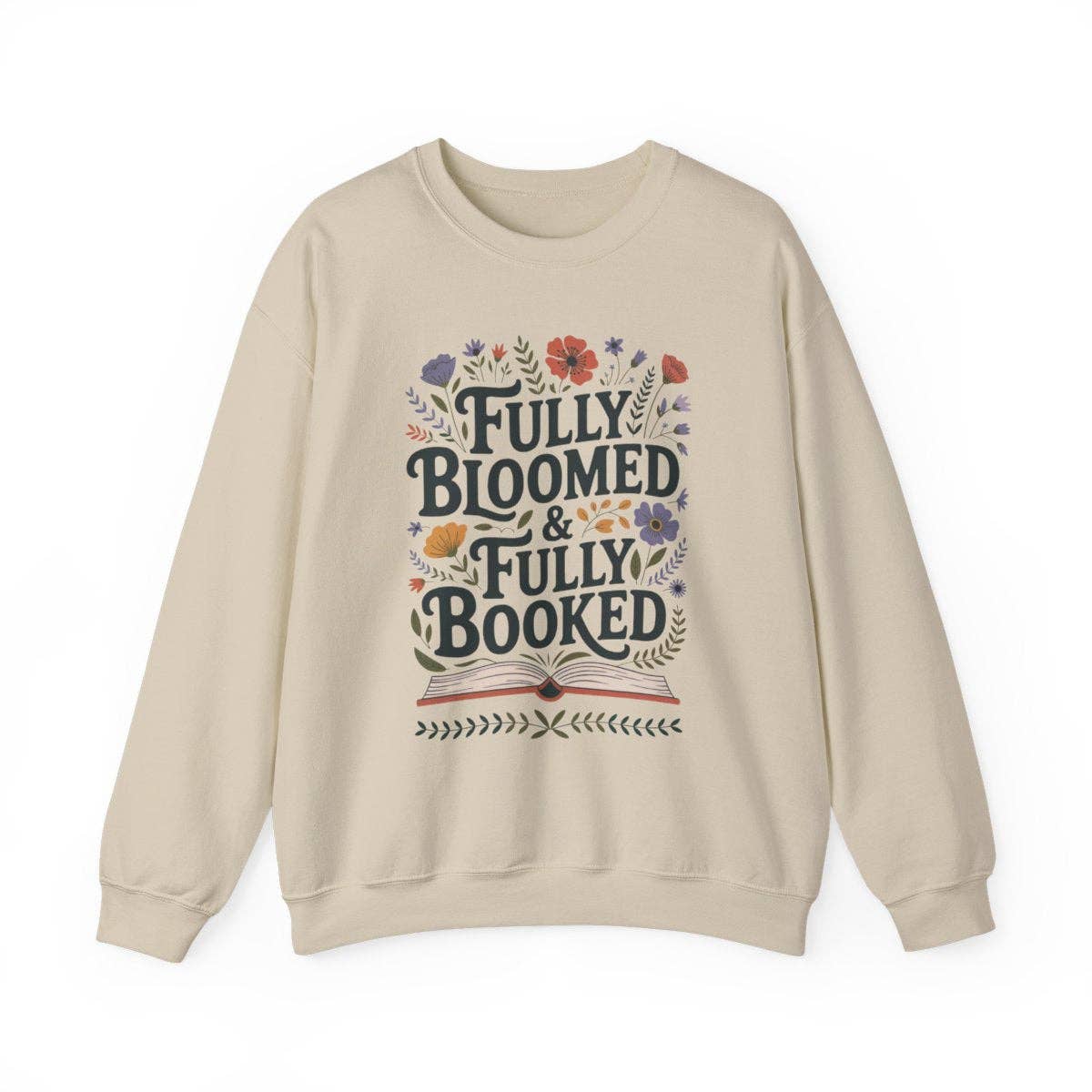 MagicMerchEmporium - Wholesale Graphic Sweatshirt - Women's - Fully Bloomed and Fully Booked Floral Books Sweatshirt5