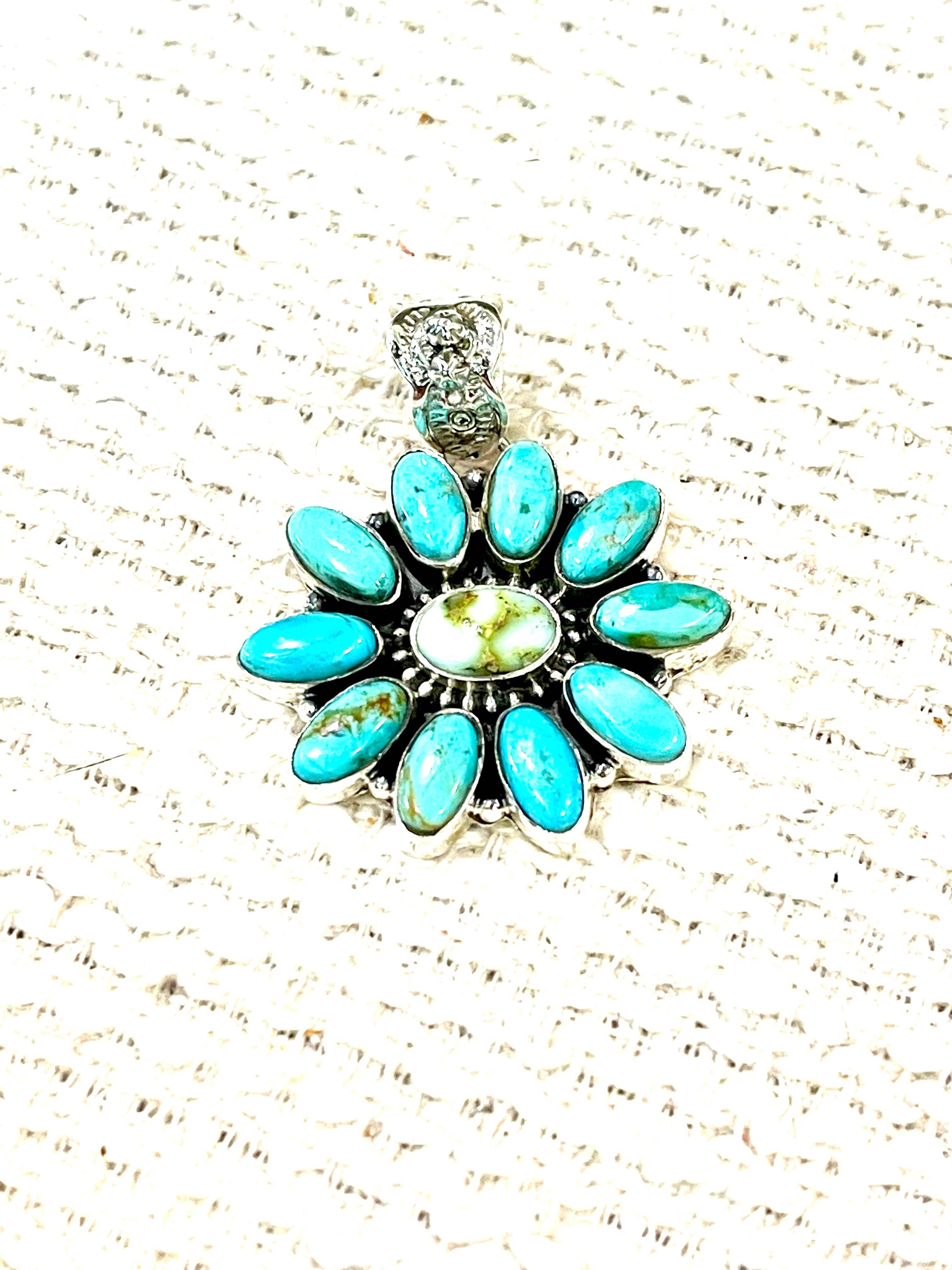 Nizhonitradersllc - Wholesale Individual Charm/Pendant - Handcrafted Sterling Silver, Turquoise & Palomino Cluster Pendant5