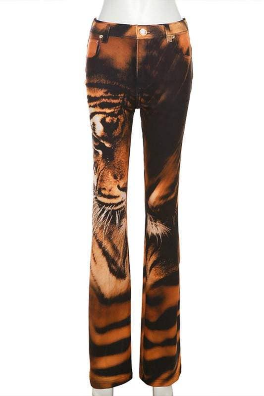 BROWN tiger graphic long pants for wholesale on Faire2
