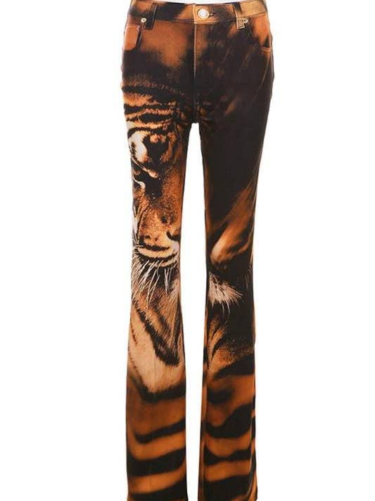 MARROM calças compridas com grafismo tigre para venda a revendedores na Faire2