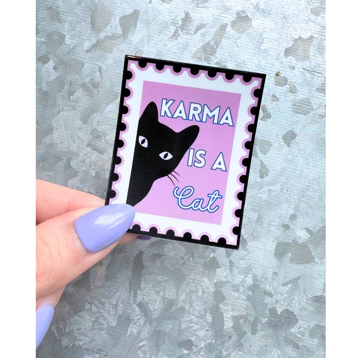 Typo Lettering Co - Wholesale Sticker - Karma is a cat waterproof stamp style sticker|Tay1