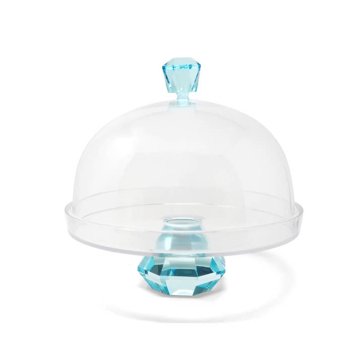 VIVIENCE - Wholesale Cake Stand - Glass Cake Dome with Colored Diamond Base and Knob, 13"D