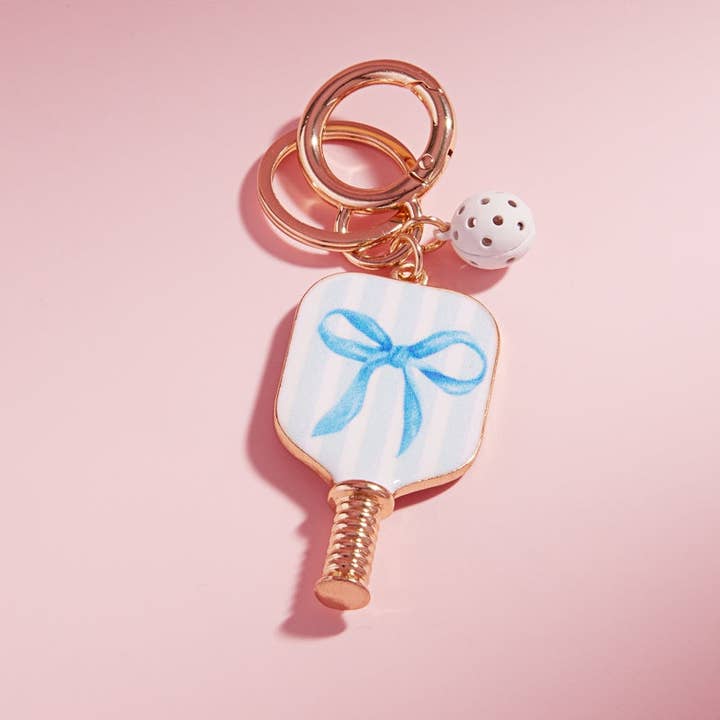 Designature New York - Wholesale Keychain - Women's - Pickleball Shaped Enamel With Bow Pattern Keychain