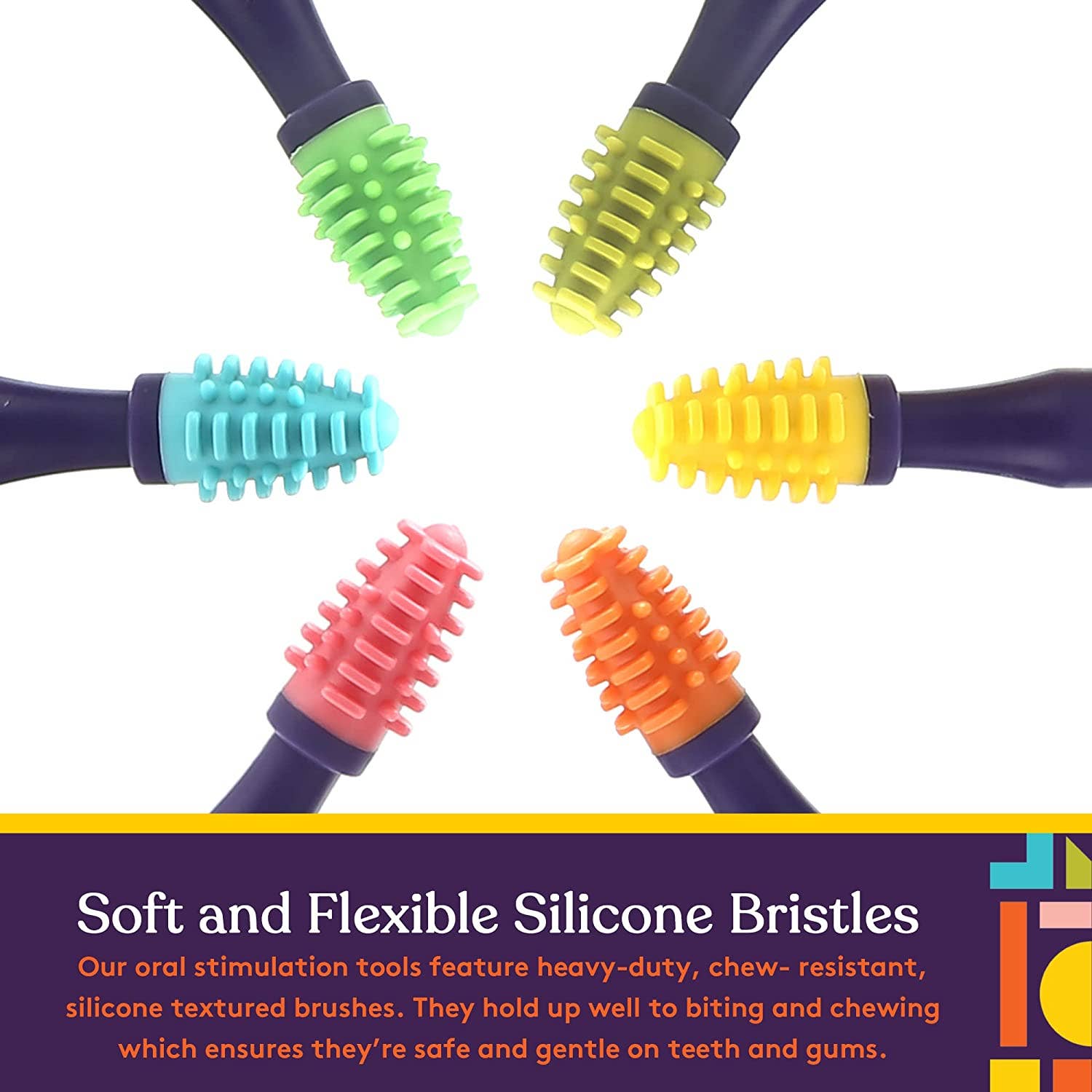 Special Supplies - Wholesale Toothbrush - Kids & Baby - Sensory Mouth Brushes and Oral Stimulation Tools for Kids and Adults, 6 Pack, with Soft Textured Heads, Travel Case Included2