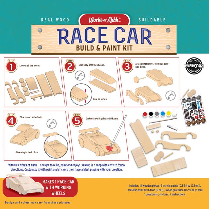 Masterpieces Puzzles - Wholesale DIY Craft Kit - Kids - Race Car Build & Paint Kit
