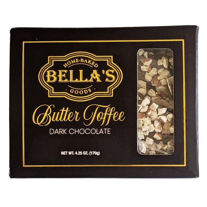 Dark Chocolate Butter Toffee Box for wholesale by Bella's Home-Baked Goods