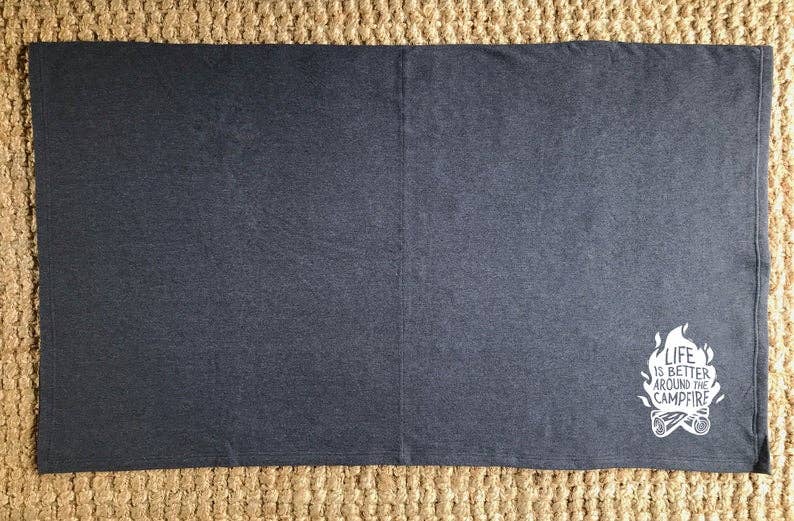 Perfect Day Print Co - Wholesale Throw Blanket - Life Is Better Around The Campfire Sweatshirt Blanket (CHAR)2