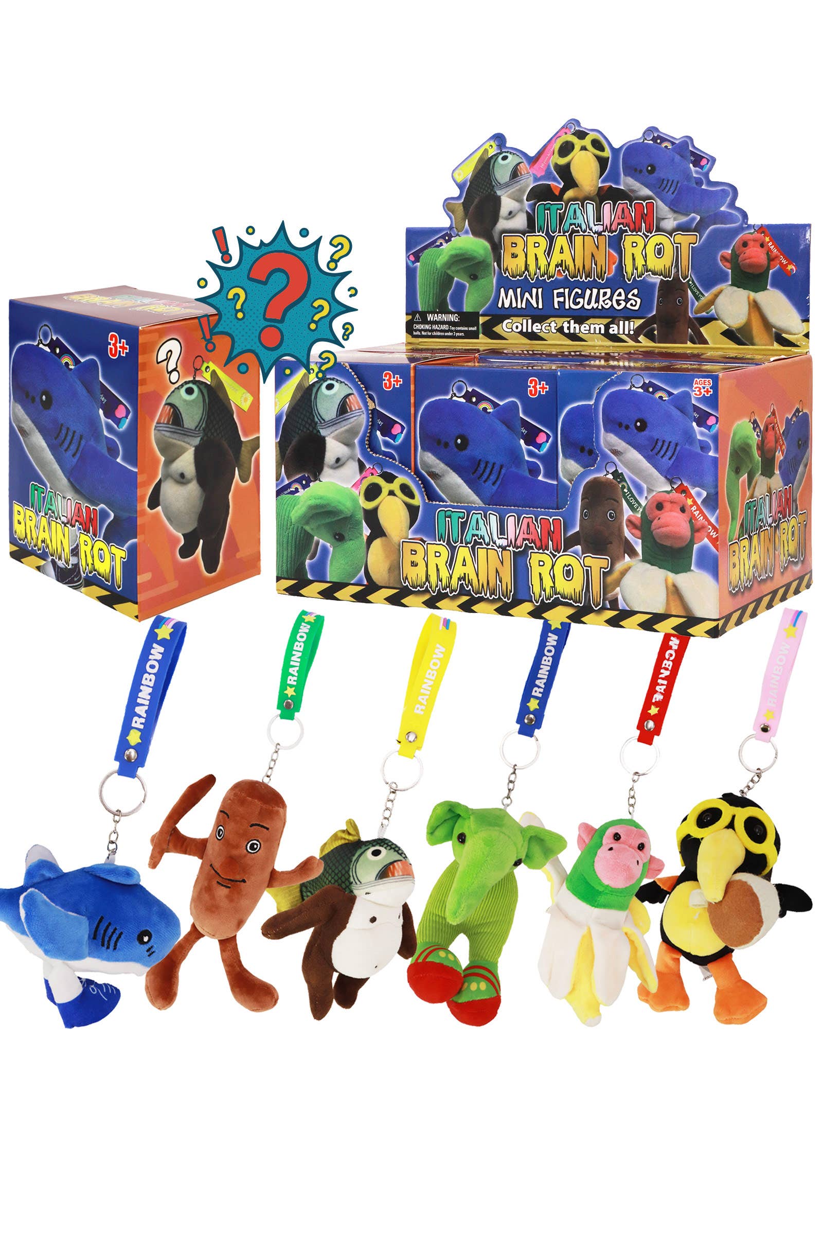 ASSORTED Brain Rot Plushie Wristlet Mystery Box - 6 Pcs for wholesale on Faire0