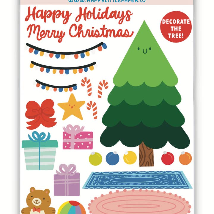 Christmas Tree Activity Sticker Kit Greeting Card for wholesale by Happy Little Paper Co