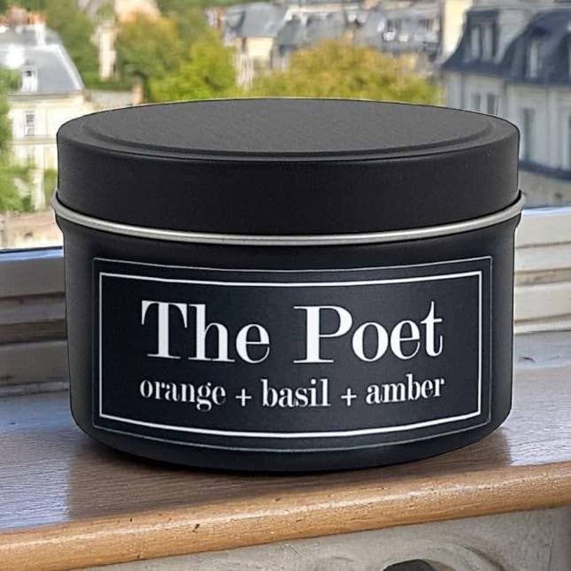 Vela El Poeta 4oz Naranja + Albahaca + Ámbar para venta al por mayor de Fly Paper Products