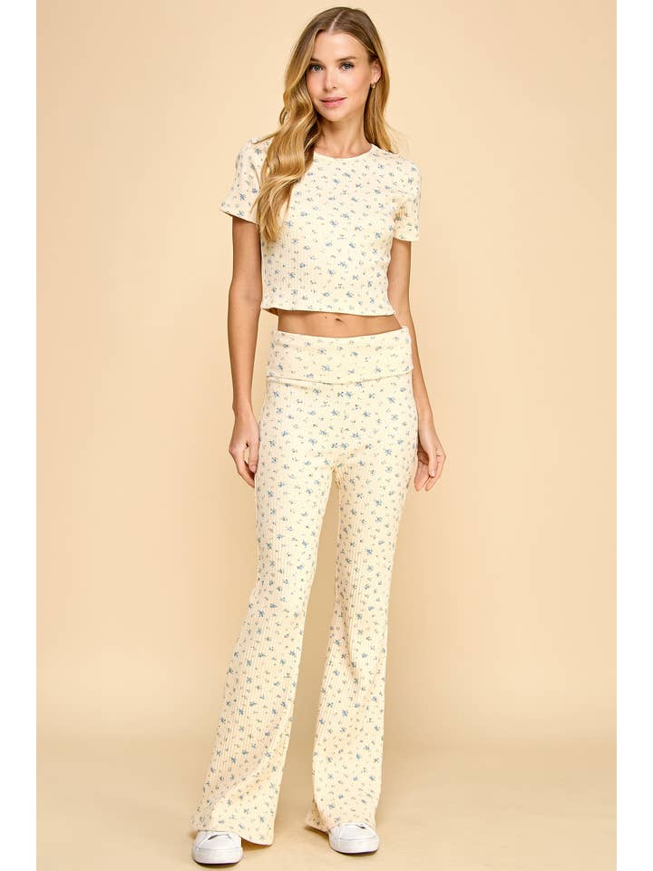 TCEC - Wholesale Lounge Set - Women's - CST1009-Motion Floral Print Ribbed Set5