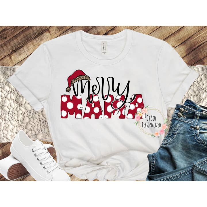 Merry Mama Polka Dot Graphic T-Shirt for wholesale by Oh Sew Personalized