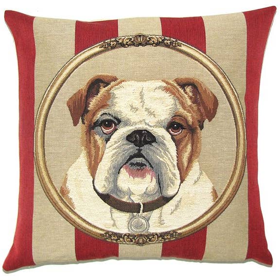 Decorative Pillow Cover English Bulldog Portrait for wholesale by yapatkwa - art of the loom