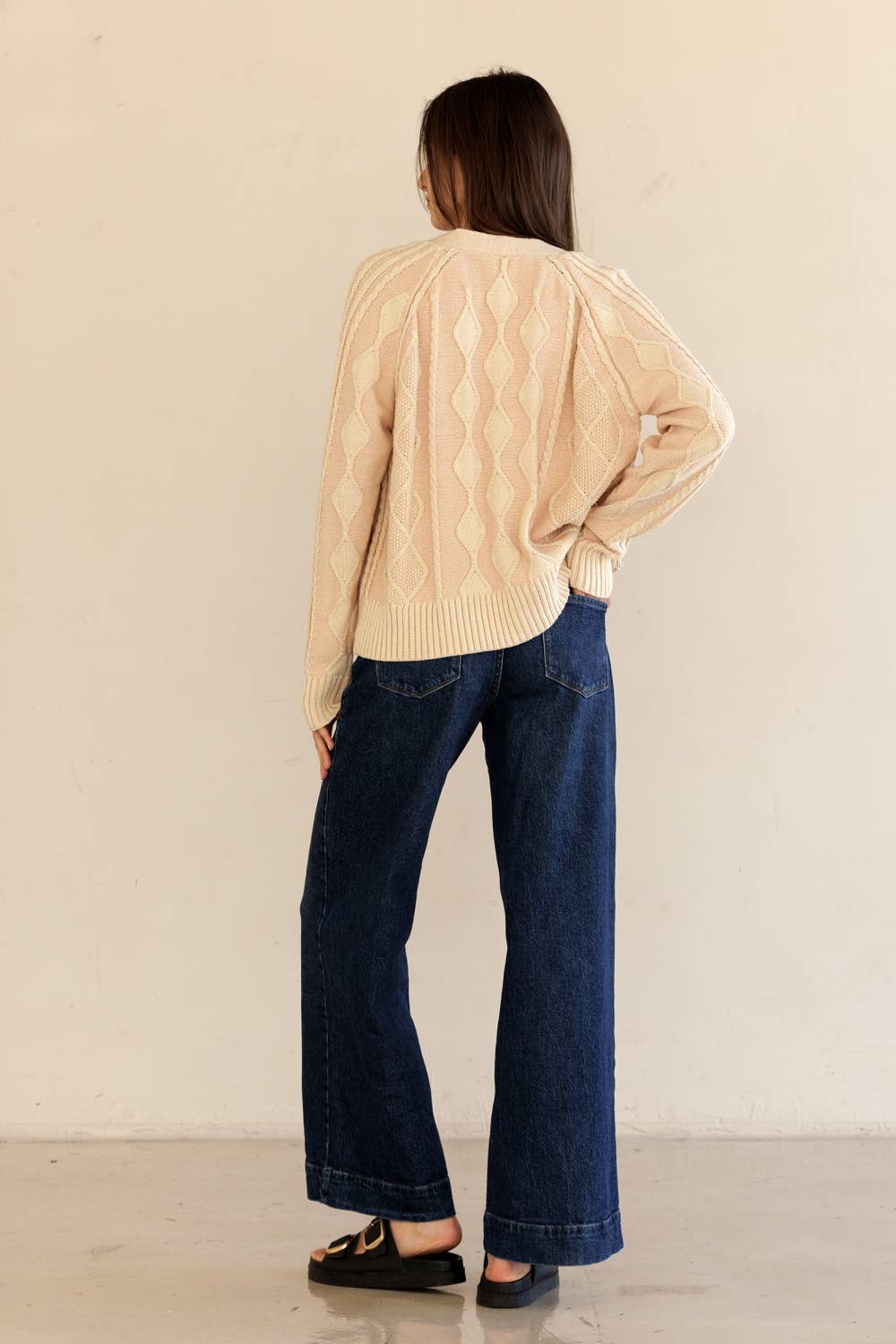 STORIA - Vente Cardigan – femme - JT7252-GILET À BOUTONS EN MAILLE CÂBLÉE7