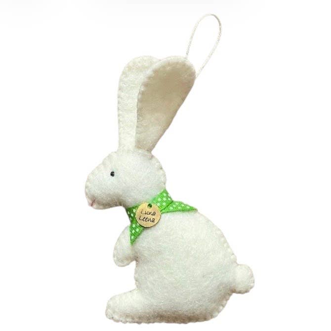 coelho plano pendurado - off-white - feltro de lã - feito à mão por atacado de Luna-Leena - handmade in Nepal