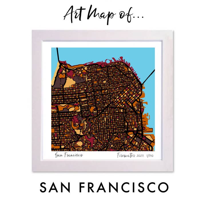 SAN FRANCISCO ART MAP - HANDRITAD OCH BEGRÄNSAD UPPLAGA för wholesale av Firewater Gallery