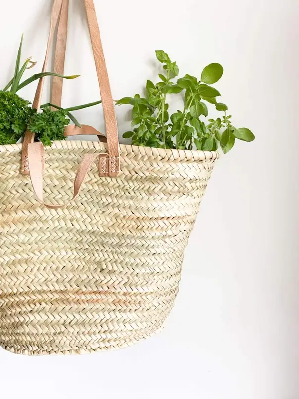HandmadeBestSeller - Vente Sac de plage - Panier de marché français artisanal en cuir4