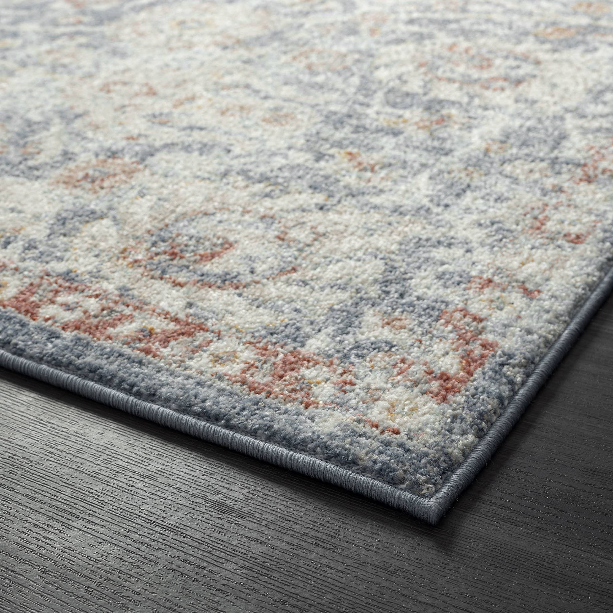 Abani Rugs - Vente Tapis - Tapis de zone floral vintage bleu et beige Abani Milas3